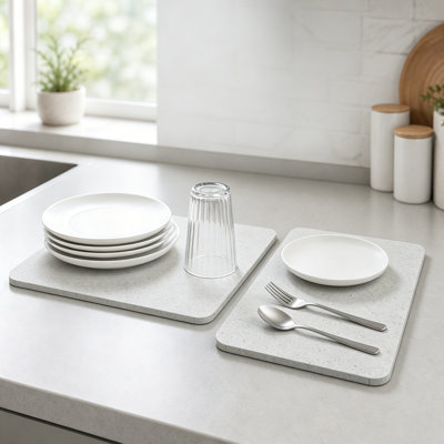 Stone Drying Mat for Kitchen Counter, Instant Dry Diatomaceous Earth Dish Pad, Fast Drying Stone Mat Board