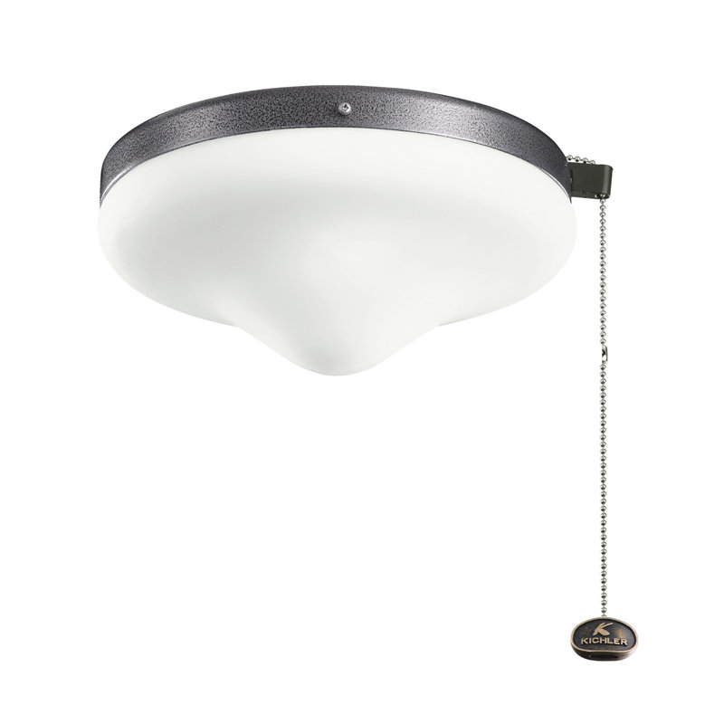Ventilateur de plafond à DEL 2 lumières, Thermolaqué en acier patiné