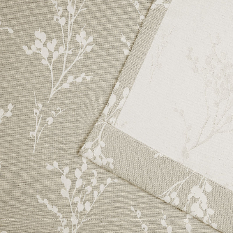 Nicole Miller Turion Floral Room Darkening Blackout Grommet Top Curtain Panel Pair, 52" W x 84" L, Natural