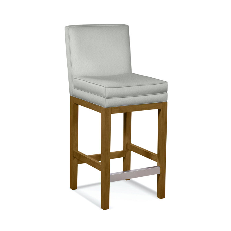 Upholstered Stool, Havana Finish, White Sugar Performance; 0863-91