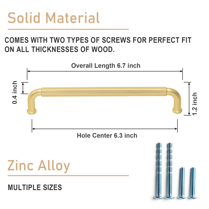 Center To Center Bar Pull Multipack, 6.31", Light Brushed Brass