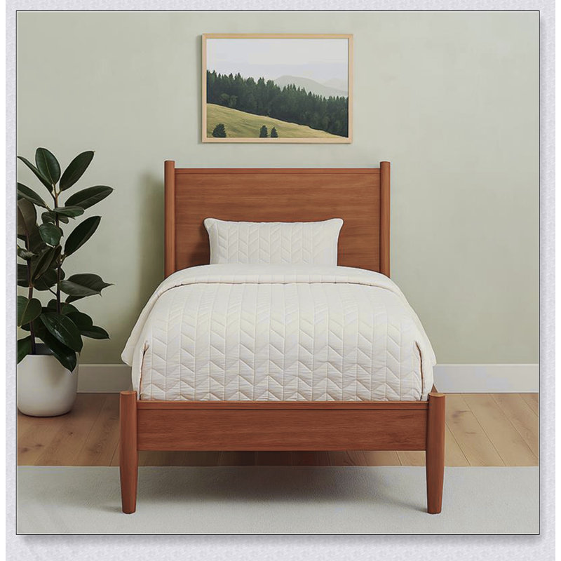 Lit plateforme Mid-Century, Twin, Oak