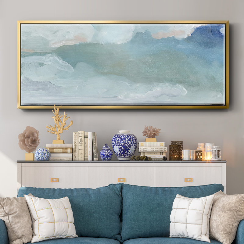Cerulean Clouds I- Framed Canvas, 24" H x 60" W