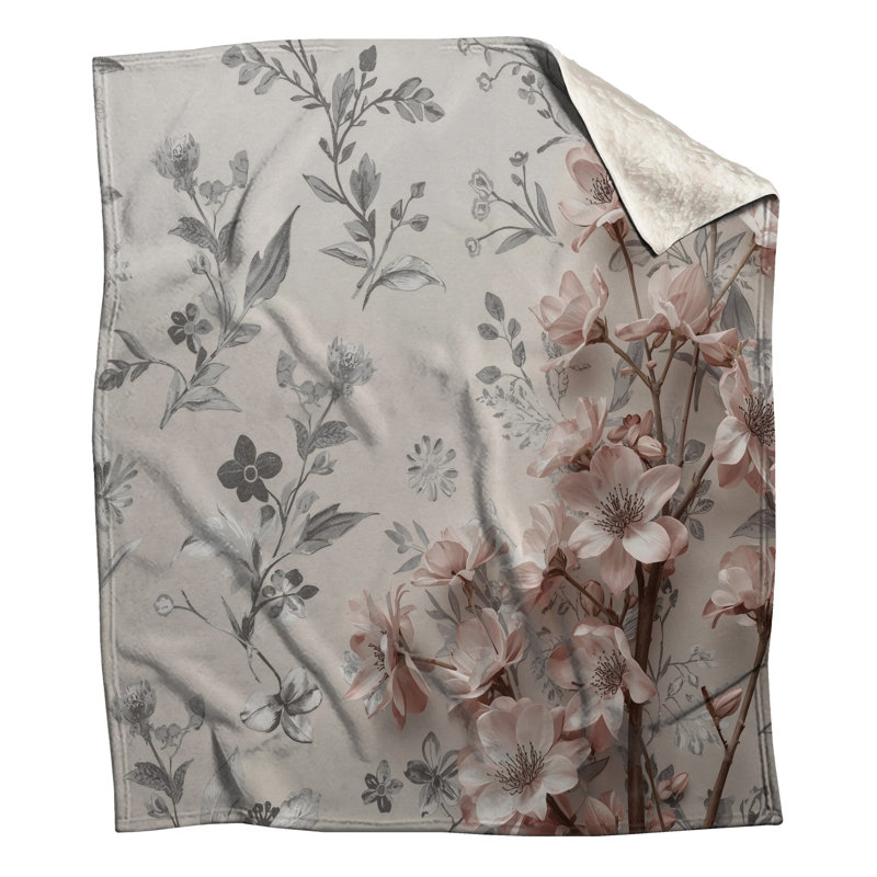 Couvertures de branches de cerisier rose, 60in W x 80in H