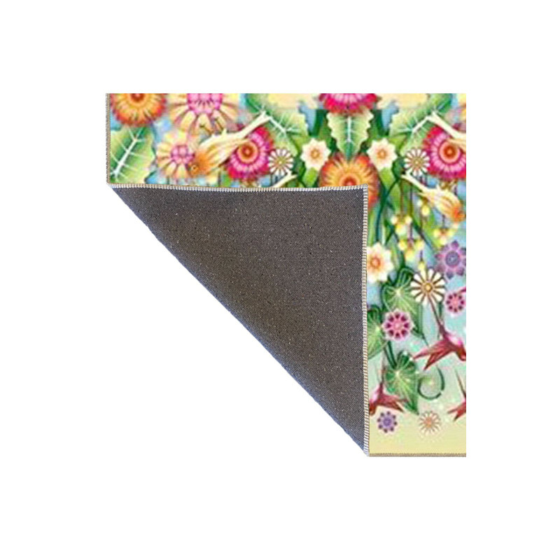 Tapis décoratif moderne à motif floral lavable à la machine, Carré 4 pi 11 po
