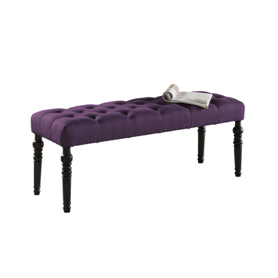 Fabric Tufted Turned Leg  Dining Bench