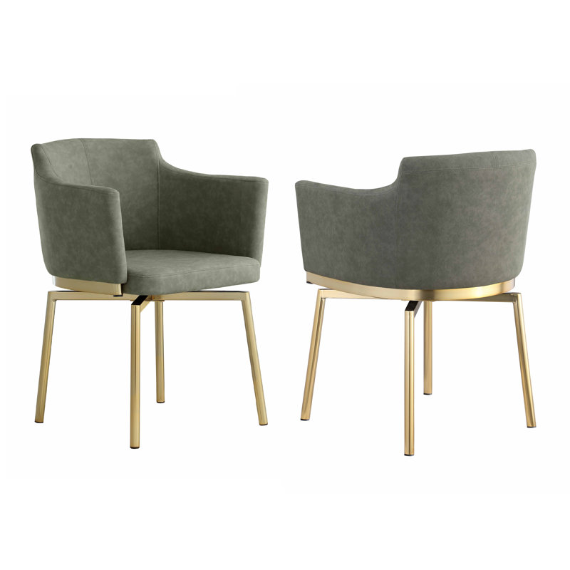White Faux Leather Upholstered Swivel Arm Chair