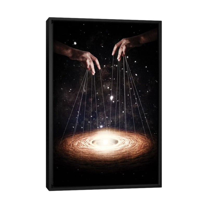 « the puppeteer », impression sur toile, H 26 po x l 18 po x P 1,5 po, Toile avec cadre noir, Pas de tapis