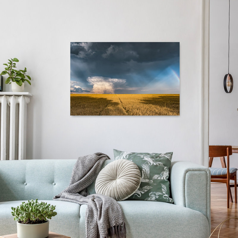 «And And Thunder», art contemporain mural, paysage abstrait, H 24 po x l 36 po