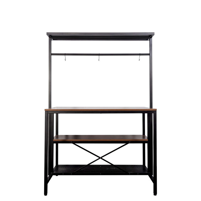Versatile 3 Tier Kitchen Island Table With Storage, Microwave Stand, And Bakers Rack For Efficient Space Utilization