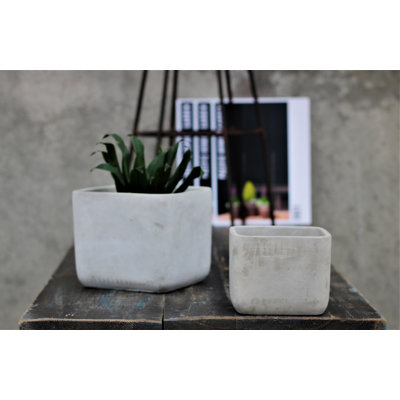 Pot de fleurs carré en béton, petit pot en forme d'urne (lot de 4) - Boronda Outdoor