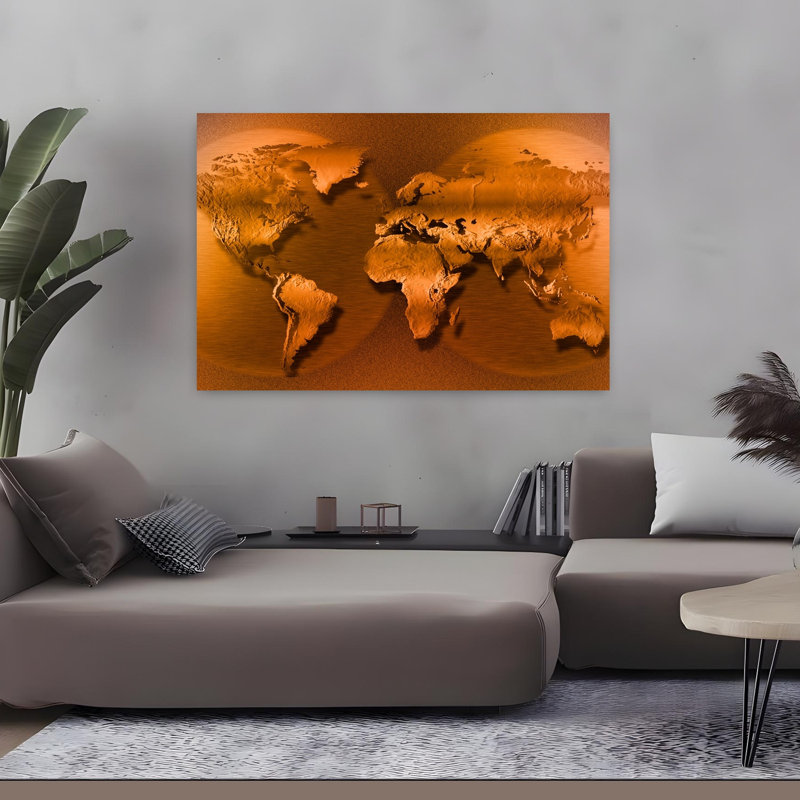 Gros plan sur une carte du monde abstrait, art contemporain de la nature, H 32 po x l 48 po