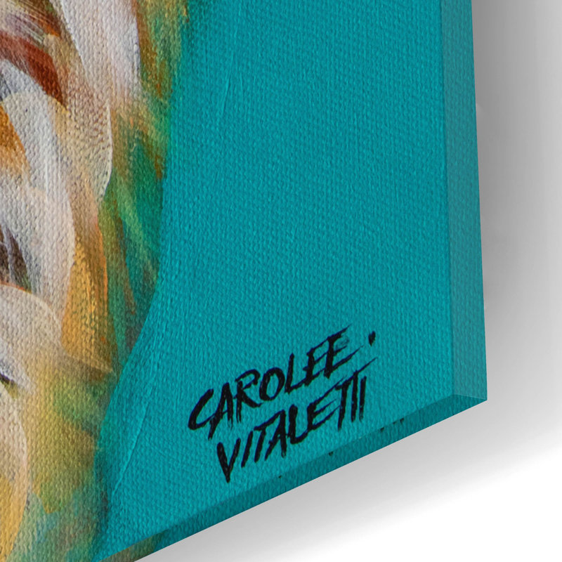 «Teal Fox» par Carolee Vitaletti, H 16 po x l 12 po x P 0,13 po