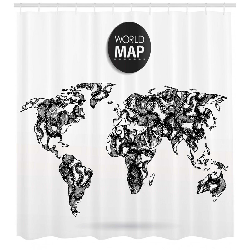 Shower Curtain with Hooks Included, 70" H x 69" W