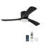 Low-profile rustic ceiling fan with LED light and remote, solid wood blades in sleek black, 42-inch