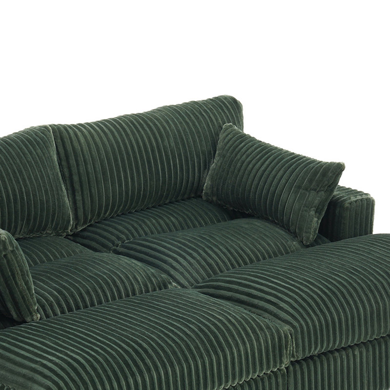 Canapé modulaire réversible 3 pièces en fausse fourrure de lapin, Orienté à droite, Imitation fourrure verte