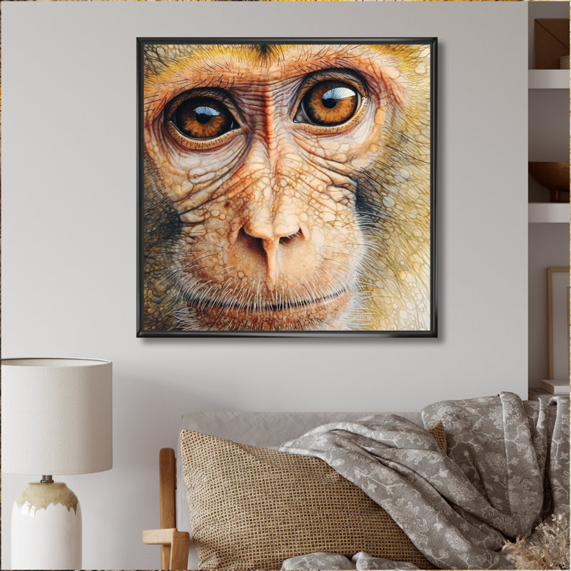Wild Monkey III - reproduction sur toile, H 16 po x l 16 po x P 1 po, Cadre flottant noir