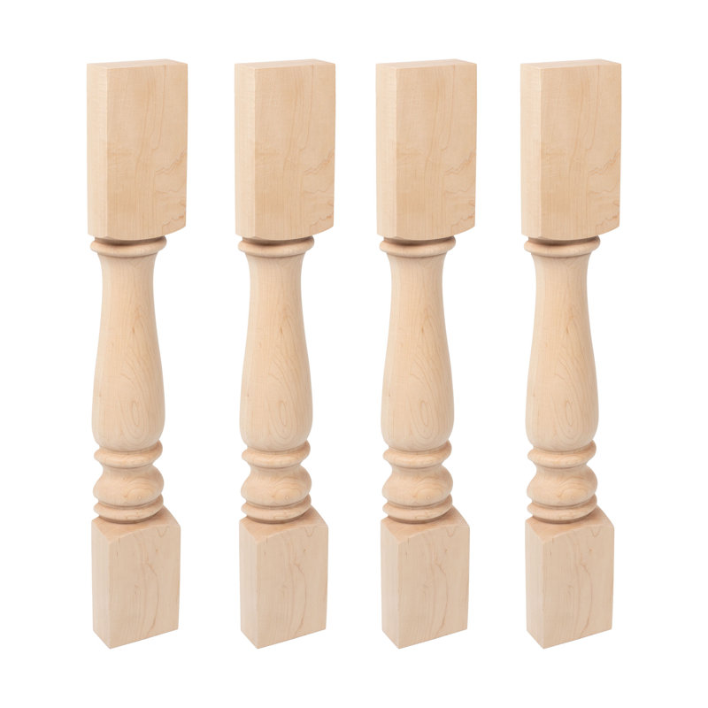 Unfinished Solid Cherry Half Round Kitchen Island Legs, Set of 4