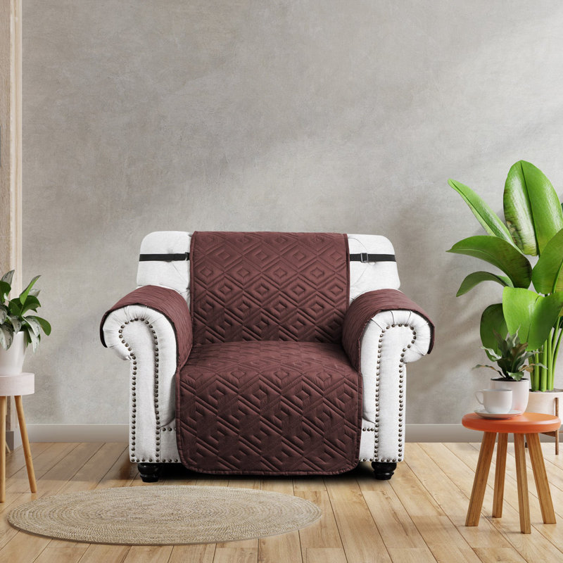 Reversible Waterproof Sofa Cover – Quilted Anti-Slip Couch Protector with Adjustable Strap, Brown & Beige
