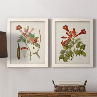 " Vintage Flowering Trees V " 2 - Pieces Painting Print