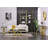 Liticia Coffee Table with Four Gold Geometric Mirror Bases and 48" Black Top