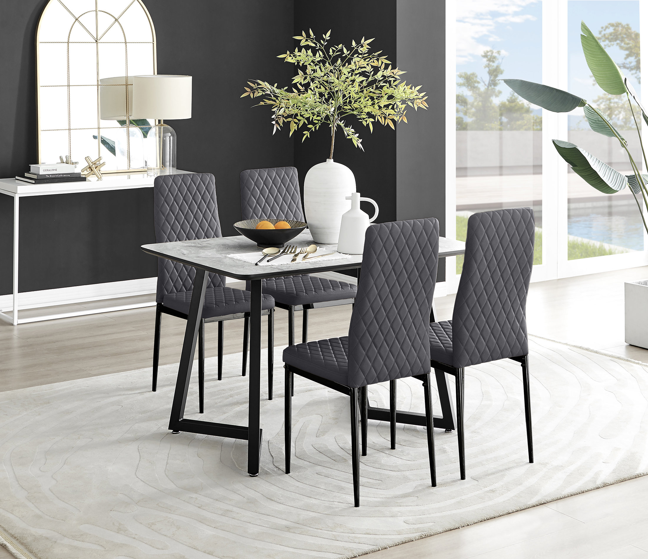 Marble effect dining set best sale