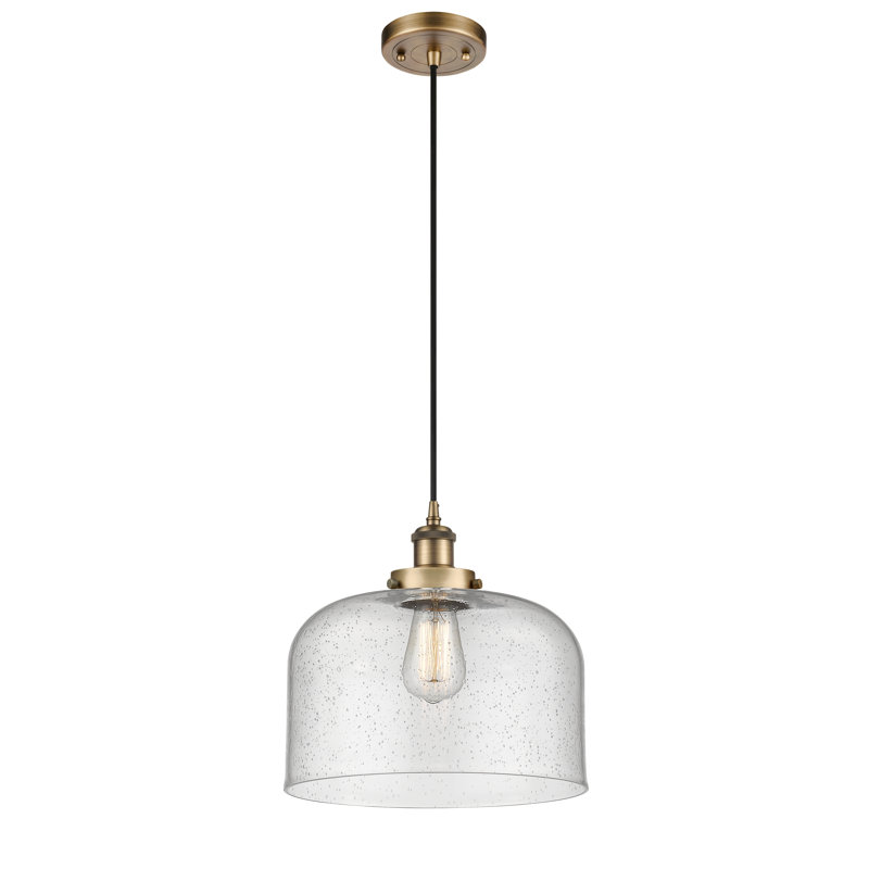 Mini luminaire suspendu à cordon 1 lumière Ballston Urban Bell, Grainé, Laiton brossé, DEL