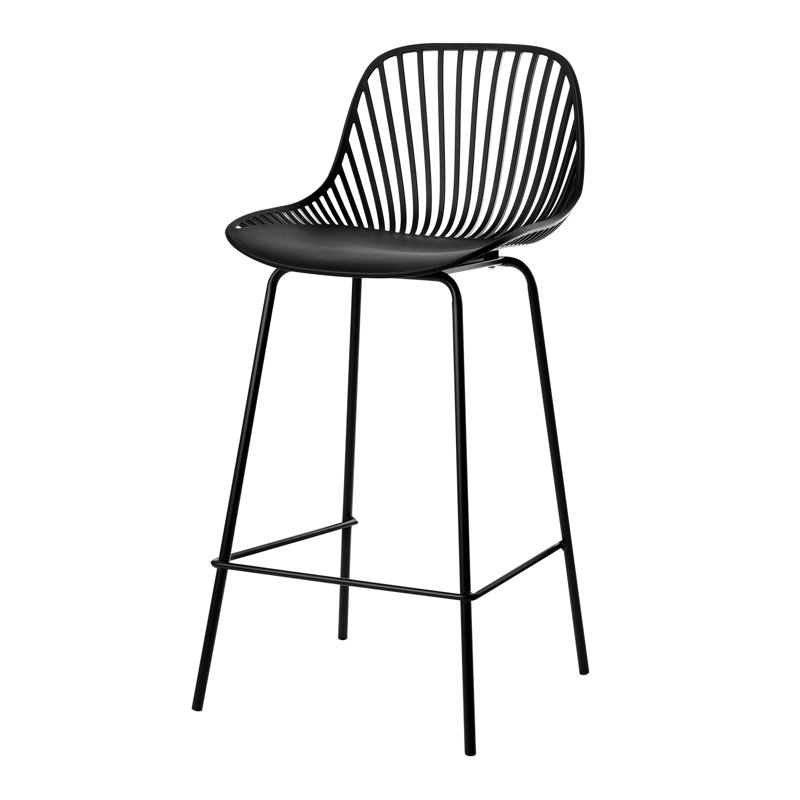 Kaytlyn Counter Stool with Metal Frame, Black