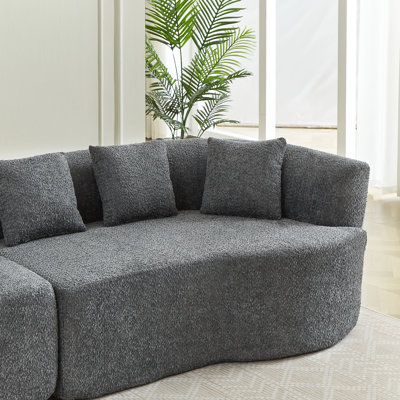 Canapé modulaire incurvé surdimensionné, 111,5 pouces, moderne, sans os, nuage, sans os, avec 6 coussins, canapé de luxe en chenille à quatre places en mousse à mémoire de forme profonde
