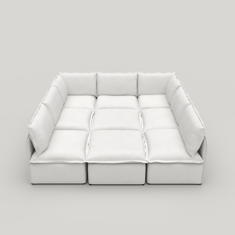 Canapé modulaire modulaire 9 pièces Advait, combinaison libre avec structure en fer léger et repose-pieds Advait