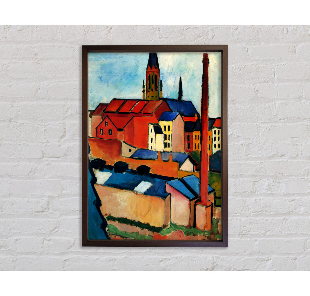 August Macke St. Marys Kirche mit Häusern und Schornstein - Einzelne Bilderrahmen Kunstdrucke auf Leinwand