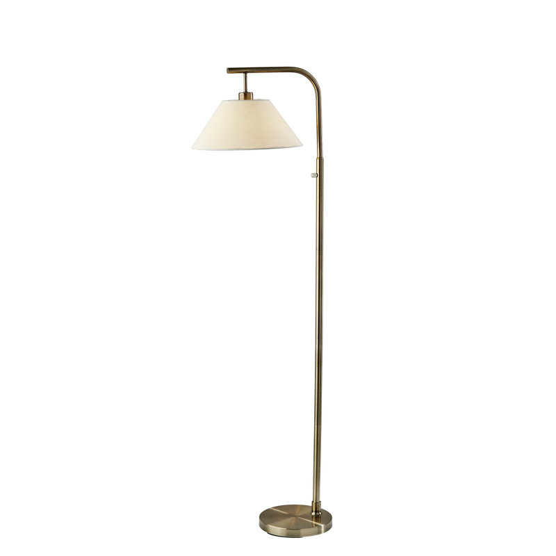 Lampe sur pied arquée 58 po Westwick, Laiton antique, Blanc