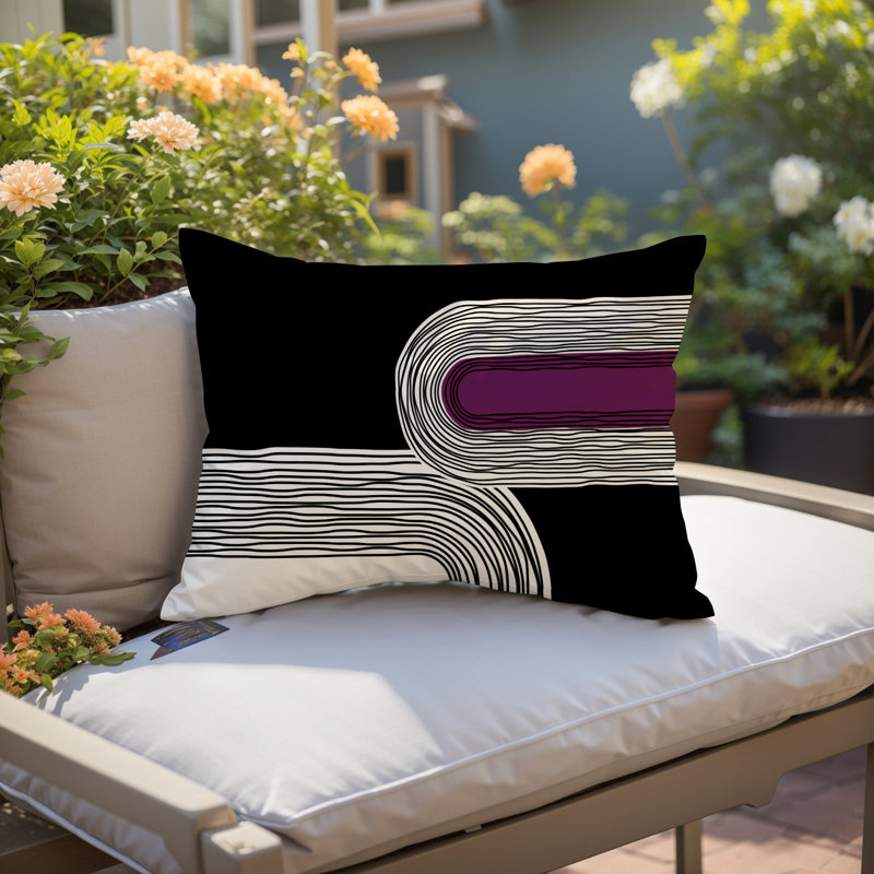 Housse et insert de coussin rectangulaire intérieur / extérieur en polyester filé Cassie, Mauve, H 14 po x l 20 po