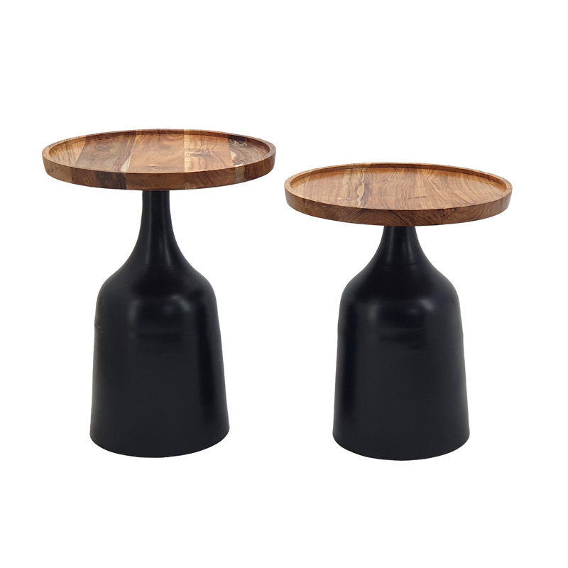 Chrystian Solid Wood Top End Table Set