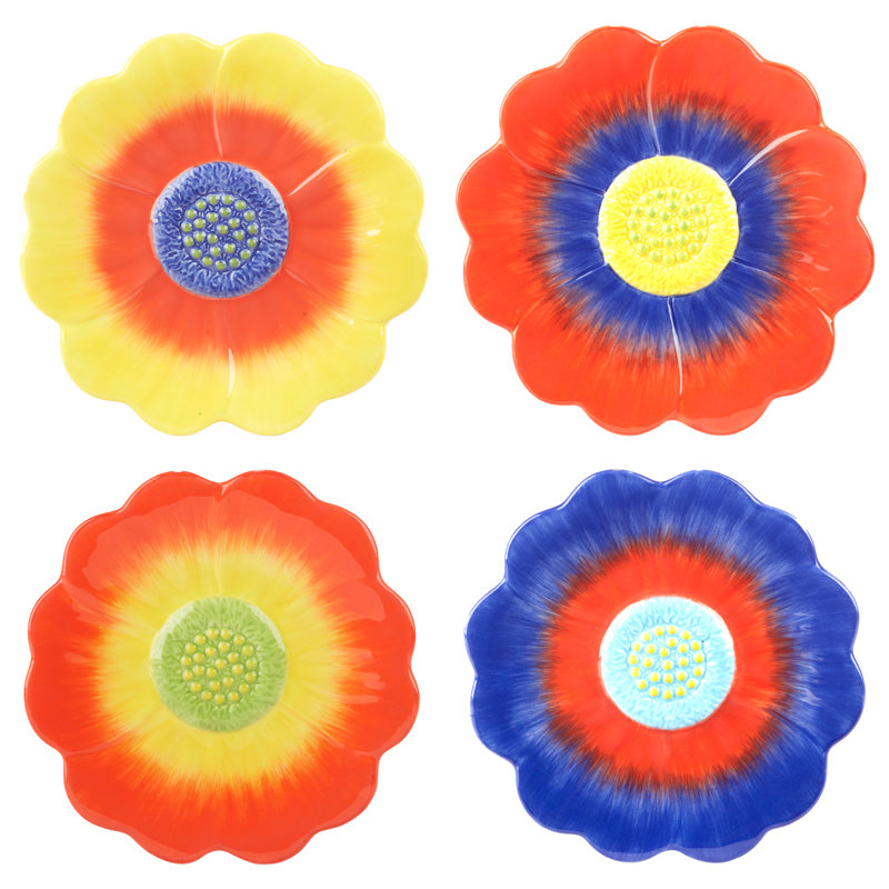 Poppy 3-D Flower Dessert Plates