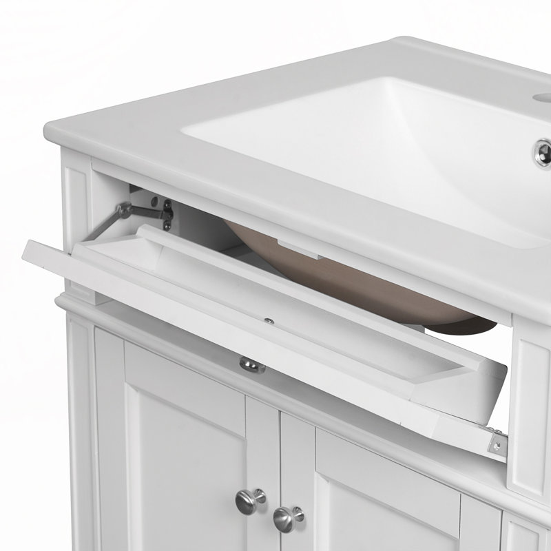 Meuble-lavabo 24 po avec 2 portes et un tiroir basculant, Blanc