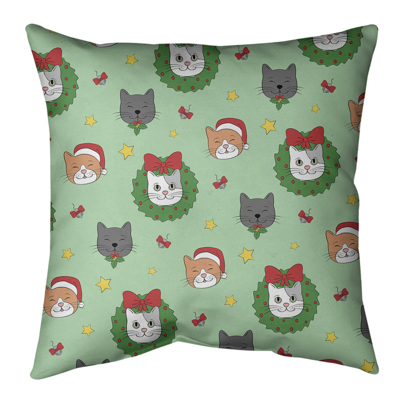Coussin de noël, 14 po x 14 po, Vert multi