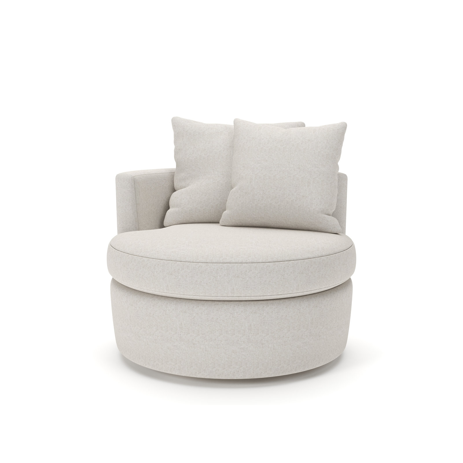 Dara 40" Upholstered Swivel Snuggler Chair, Macarena Light Gray Basketweave