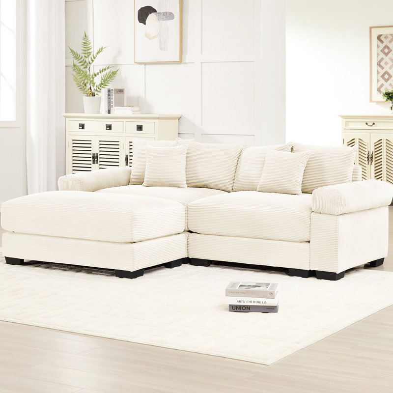 Canapé modulaire en forme de L 82,6 po avec velours côtelé doux, assise profonde, dossier large et ergonomique, 6 coussins, ajustement facile pour un canapé en velours côtelé surdimensionné, siège, conception, jet