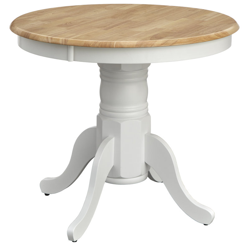 Sara Round Solid Wood Dining Table, Natural/White