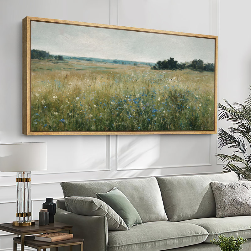 Grande impression sur toile encadrée - impression de paysage rétro pour décoration rustique, Naturel, H 30 po x l 60 po