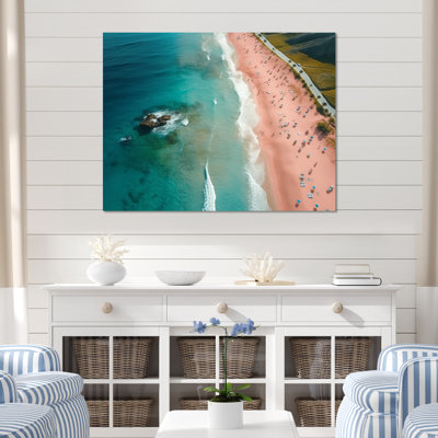 Vue aérienne de la plage bleue et rose III - plage et océan, art mural