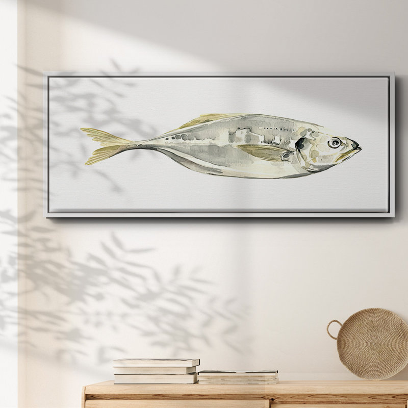 Silver Fish III- Framed Canvas, 8" H x 20" W