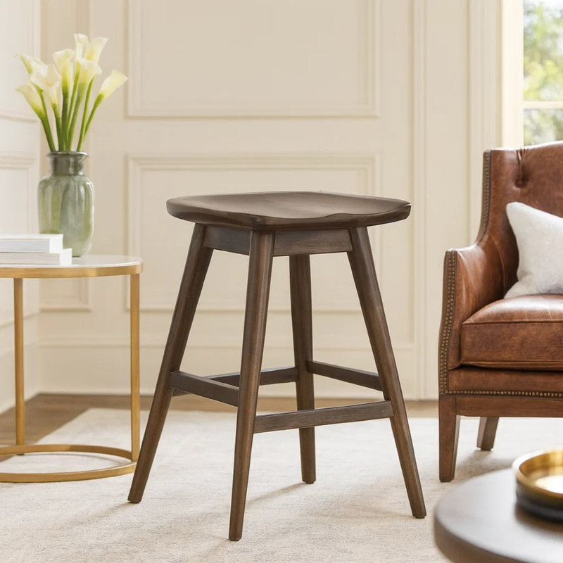 Tabouret Ameri, hauteur de comptoir Ameri, brun foncé