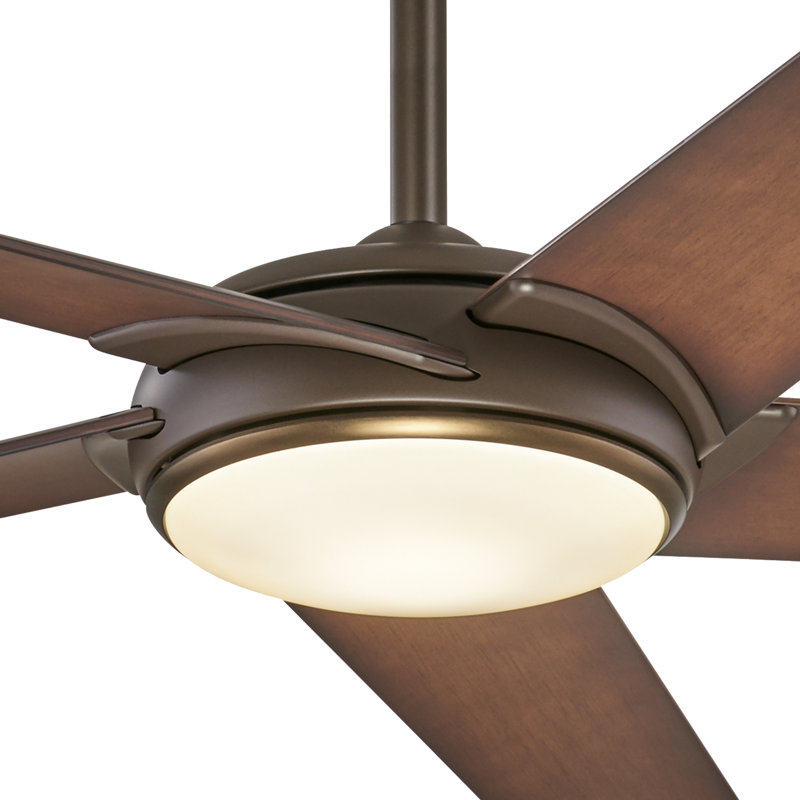 60" Raptor 5 - Blade LED Standard Ceiling Fan with Remote Control and Light Kit Included, Oil Rubbed Bronze/Antique Brass