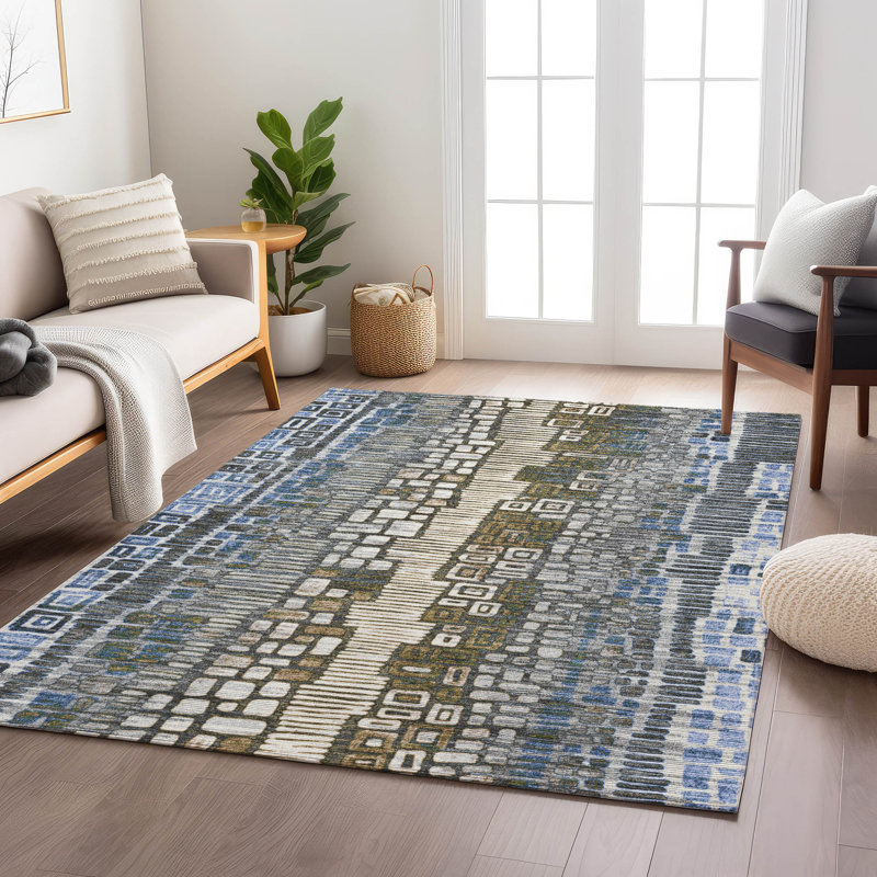 Machine Washable Indoor/Outdoor Jenning ACN2268 Geometric Rug, Rectangle 8' x 10'
