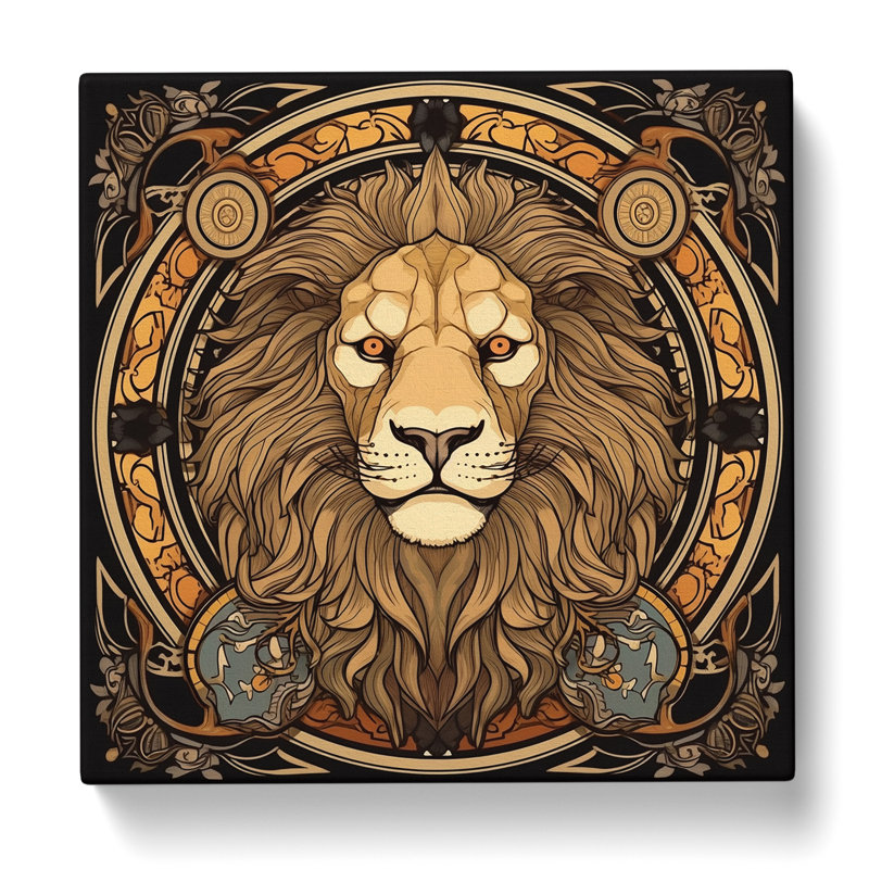 Lion Art Nouveau No.1 - Wrapped Canvas, 35cm H x 35cm W x 3cm D