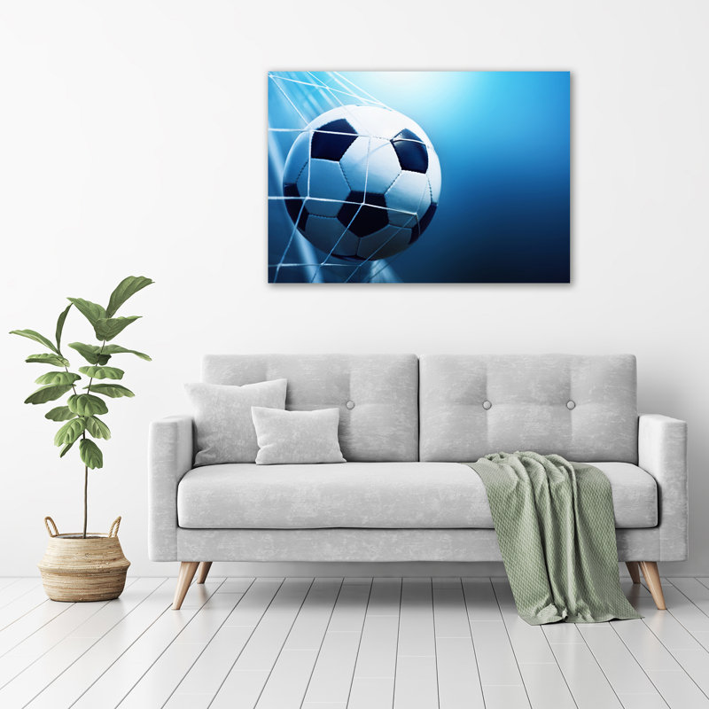 Ball In The Goal - No Frame Print on Canvas