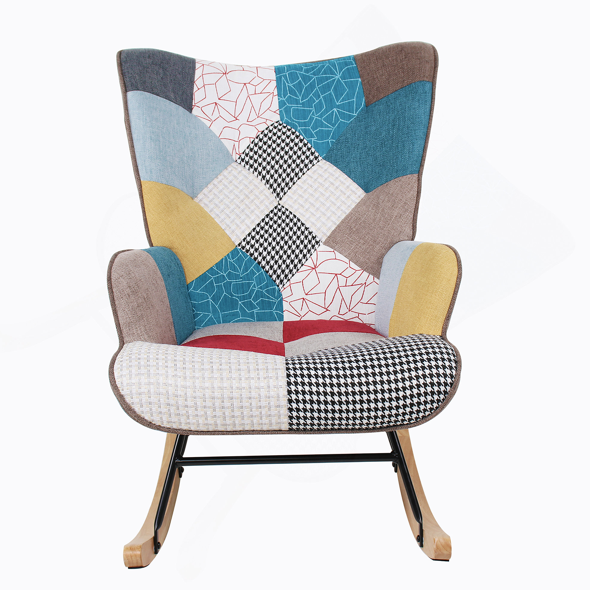 George Oliver Rocking Chair with ottoman, Mid Century Fabric Rocker ...