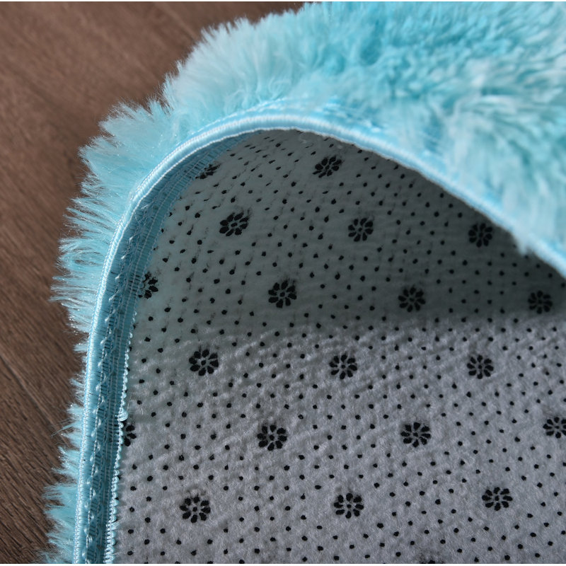 Tapis à poil long bleu clair Stanette, Rectangle 2 pi x 3 pi